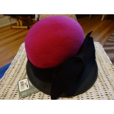 NWT San Diego Hat Company gray and pink bowler hat with bow  eb-29954764